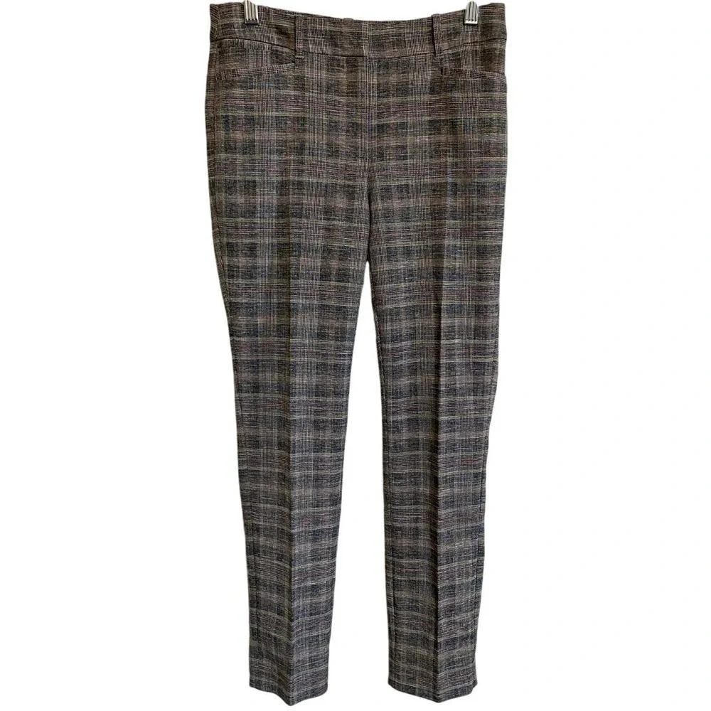 White House Black Market The Slim‎ Ankle Plaid Pants Womens Size 0 Multi Color